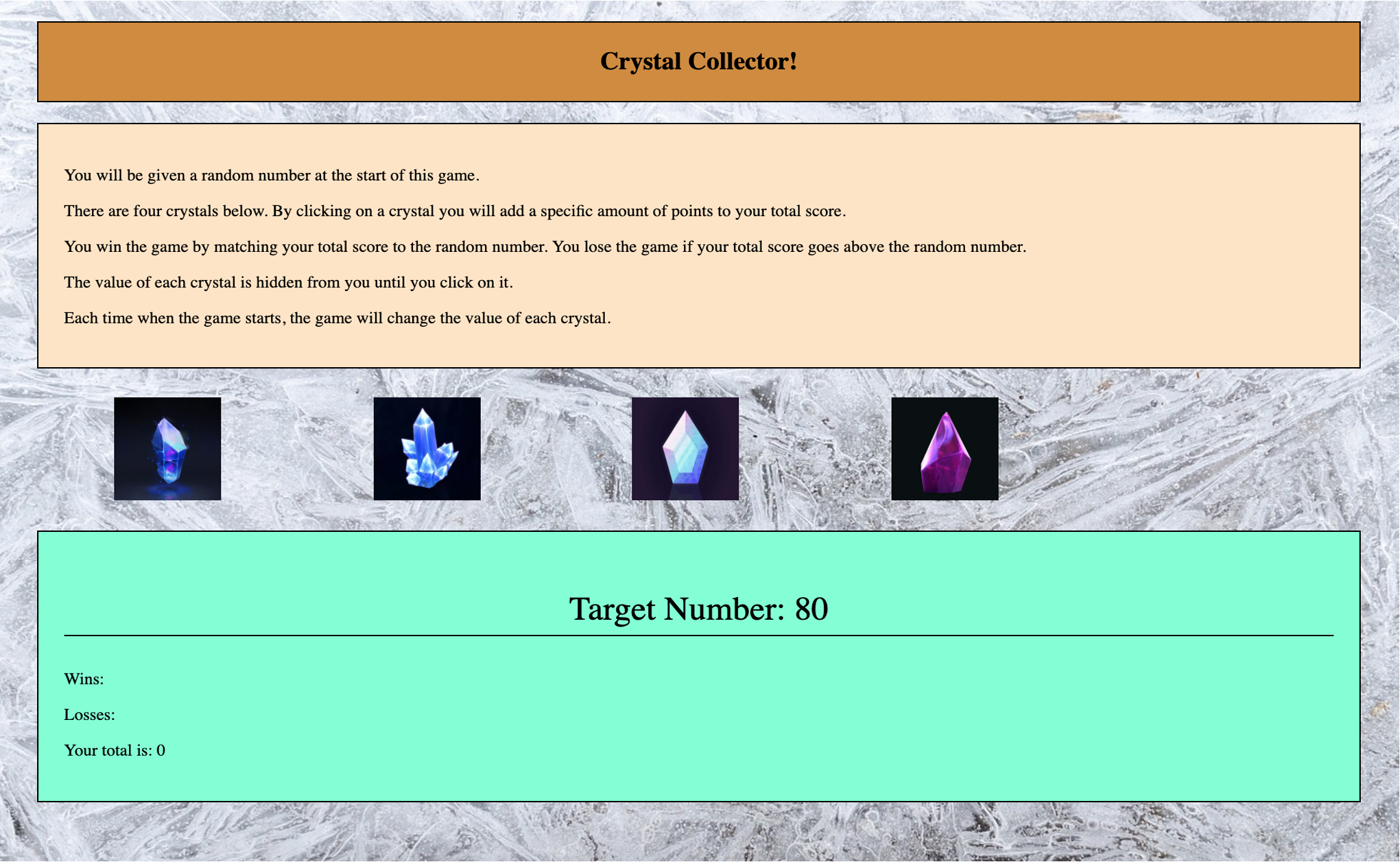 Crystal Collector Game